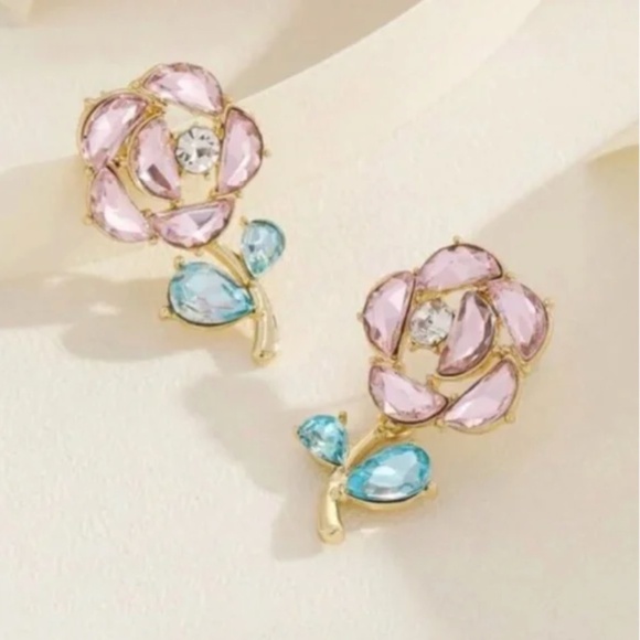 Jewelry - 💍 FREE Baguette Flower Floral Hipster Plant Chic Glam Stud Artsy Hip Earrings